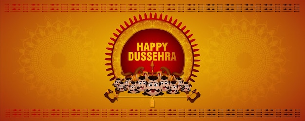 Bandeira de celebração do festival hindu dussehra feliz