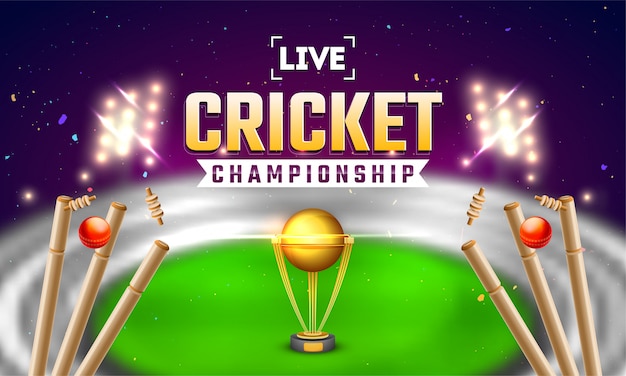 Bandeira de cricket ao vivo ou design de cartaz