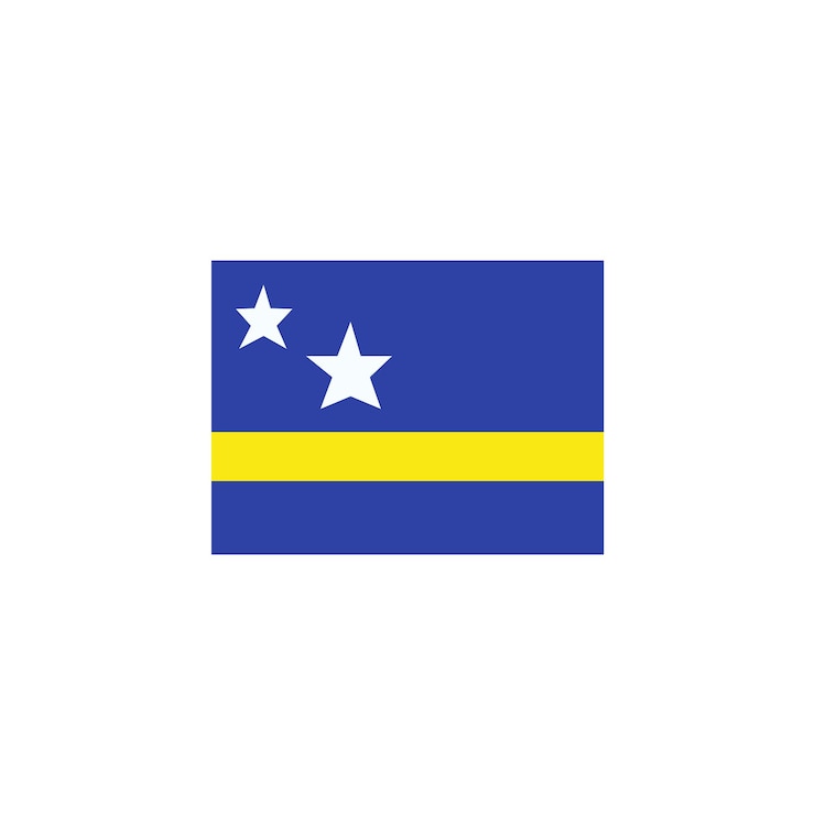 Vetor bandeira de curaçao com duas estrelas e desenho de ícone vetorial de faixa amarela