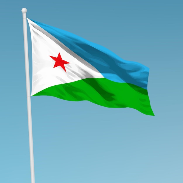 Bandeira de Djibouti em um mastro de bandeira Modelo para o dia da independência