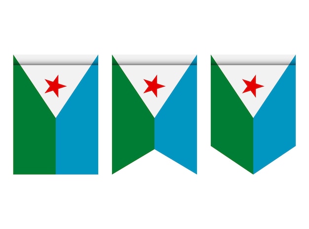 Bandeira de djibouti ou flâmula isolada no fundo branco. ícone de bandeira galhardete.