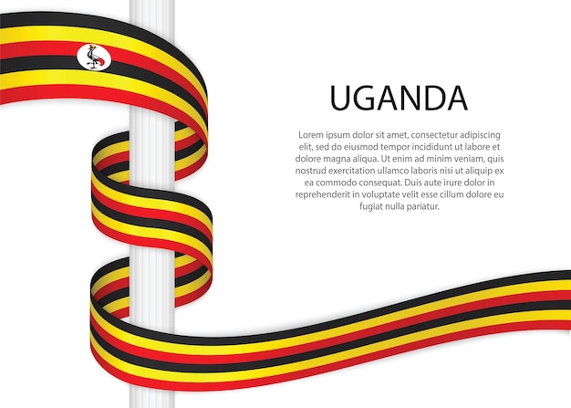 Bandeira de esboço desenhado de mão de uganda. ícone de vetor de estilo doodle