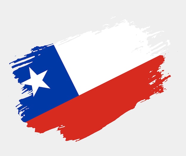 Bandeira de escova artística grunge do Chile isolada no fundo branco