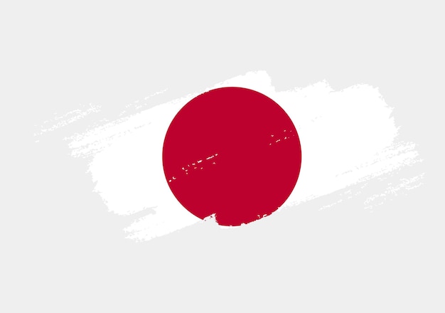 Bandeira de escova artística grunge do Japão isolada no fundo branco