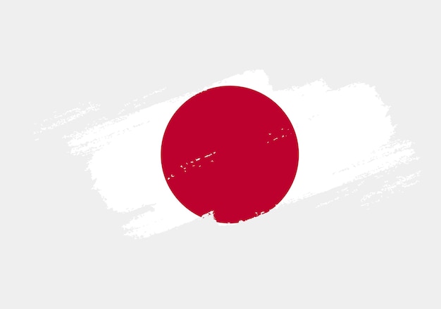 Bandeira de escova artística grunge do japão isolada no fundo branco