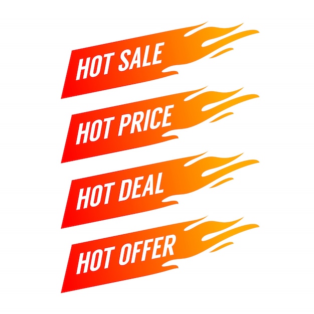 Bandeira de fogo promoção plana, etiqueta de preço, venda quente, oferta, preço.