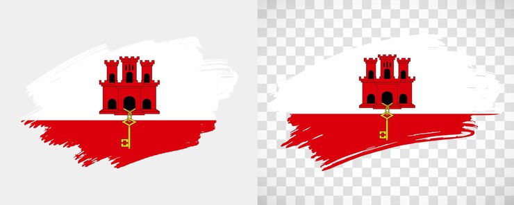 Vetor bandeira de gibraltar pintada com pincel artístico em fundo transparente e sólido