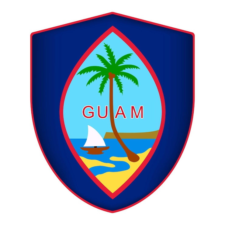 Vetor bandeira de guam em forma de escudo ilustração vetorial