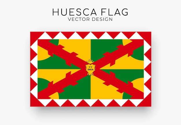 Vetor bandeira de huesca bandeira detalhada em fundo branco ilustração vetorial