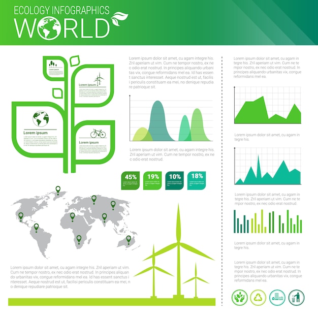 Bandeira de infográficos de ecologia de energia verde de proteção ambiental com cópia espaço