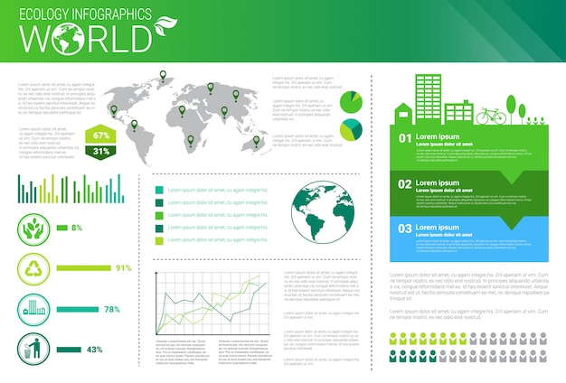 Bandeira de infográficos de ecologia de energia verde de proteção ambiental com cópia espaço