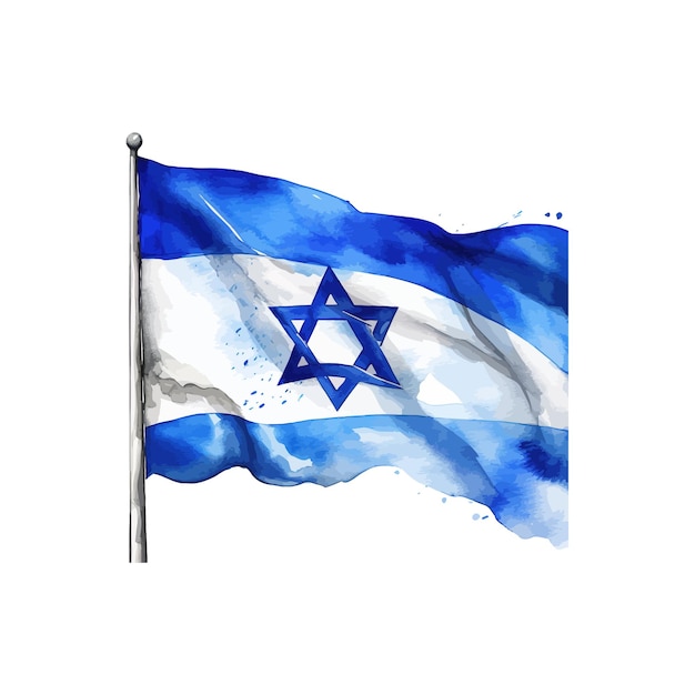 Vetor bandeira de israel estilo de aquarela desenho de ilustração vetorial