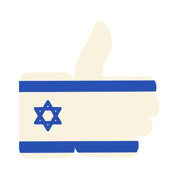 Bandeira de israel festiva como gesto de mão leite sólido