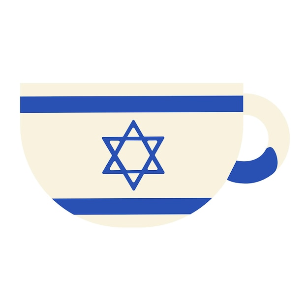 Vetor bandeira de israel taça de café festiva leite sólido