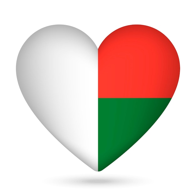 Bandeira de Madagascar em ilustração vetorial de forma de coração