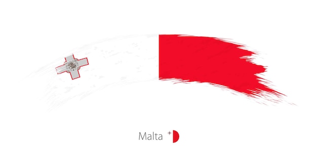 Bandeira de malta na pincelada grunge arredondado. ilustração vetorial.