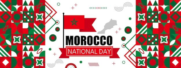 Vetor bandeira de marrocos e mapa desenho do dia nacional ou da independência para a ilustração da bandeira marroquina