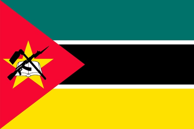 Vetor bandeira de moçambique vector dimensões precisas, proporções e cores dos elementos