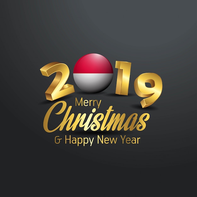 Bandeira de mônaco 2019 merry christmas tipografia