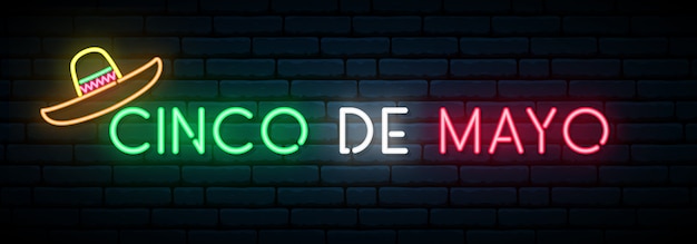 Bandeira de néon de cinco de maio.