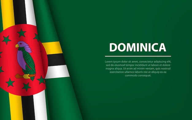 Bandeira de onda da Dominica com fundo copyspace
