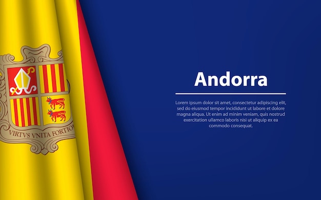 Bandeira de onda de Andorra com fundo copyspace