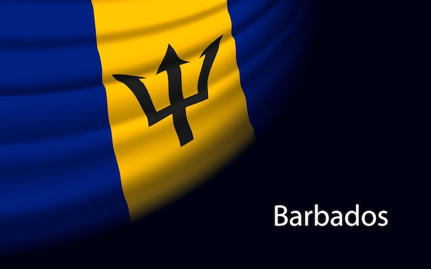 Vetor bandeira de onda de barbados em fundo escuro