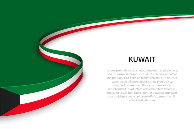 Bandeira de onda do kuwait com fundo copyspace