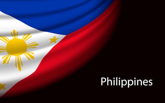 Bandeira de ondas das filipinas em fundo escuro banner ou modelo de vetor de fita