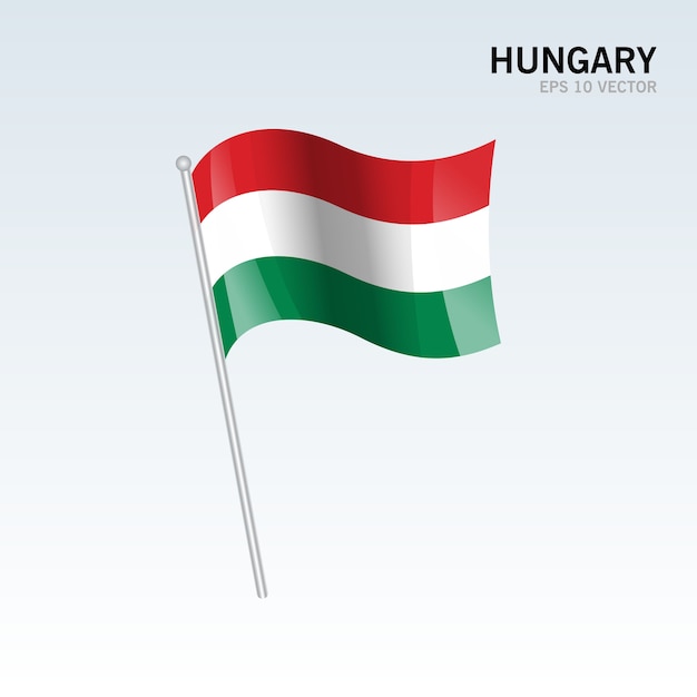 Bandeira de ondulação de hungria isolada em fundo cinza