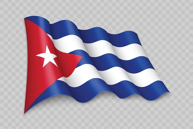 Vetor bandeira de ondulação realista 3d de cuba