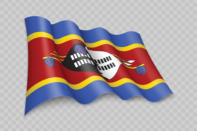 Bandeira de ondulação realista 3D de Eswatini