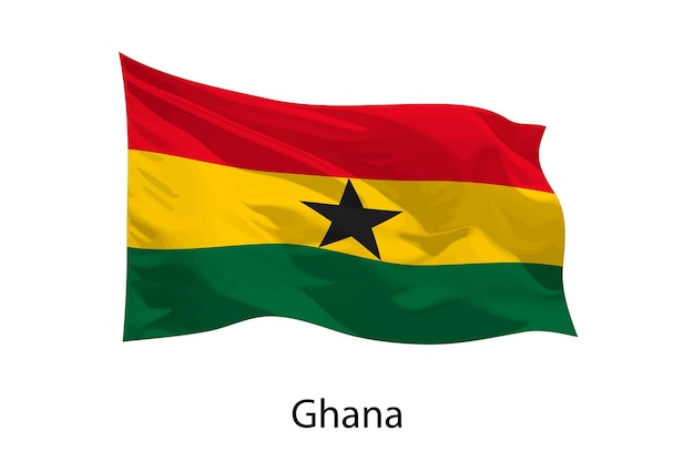 Bandeira de ondulação realista 3D de Gana isolada