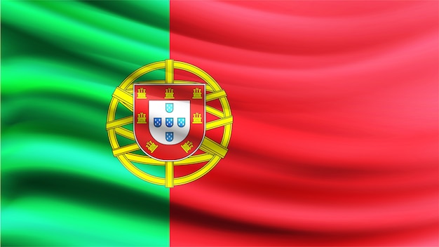 Vetor bandeira de ondulação realista de portugal