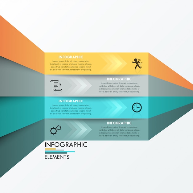 Bandeira de opção moderna infográfico com 4 fitas de papel