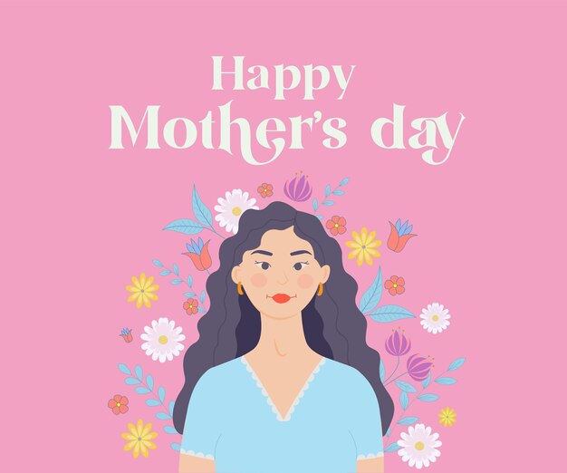 Bandeira de ornamento floral de flores de feliz dia das mães