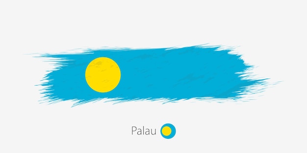 Bandeira de palau grunge pincelada abstrata em fundo cinza