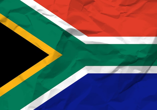 Bandeira de papel amassado da áfrica do sul