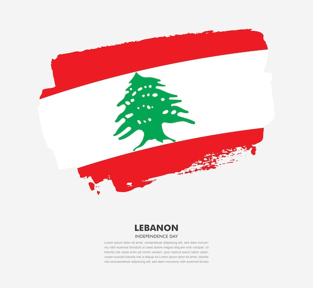Bandeira de pincel elegante desenhada à mão do país do líbano em fundo branco