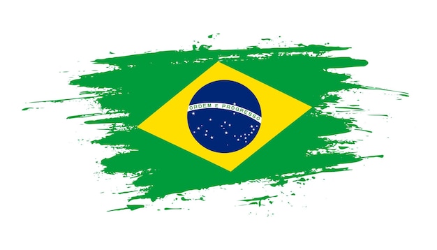 Vetor bandeira de pincelada desenhada à mão criativa da ilustração vetorial do país brasil