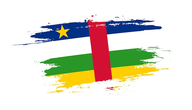 Bandeira de pincelada desenhada à mão criativa da ilustração vetorial do país da República Centro-Africana
