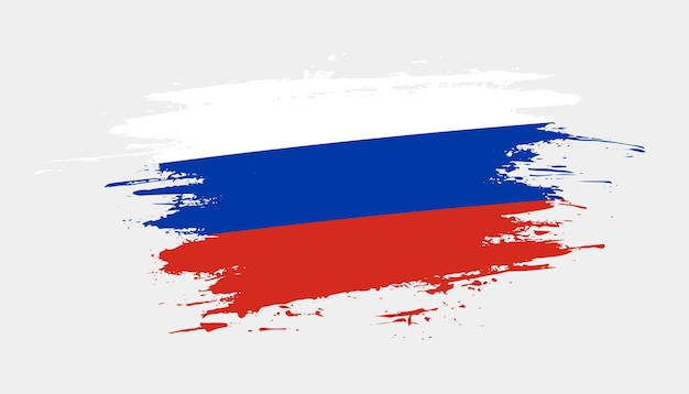 Bandeira de pincelada desenhada à mão criativa da ilustração vetorial do país da Rússia