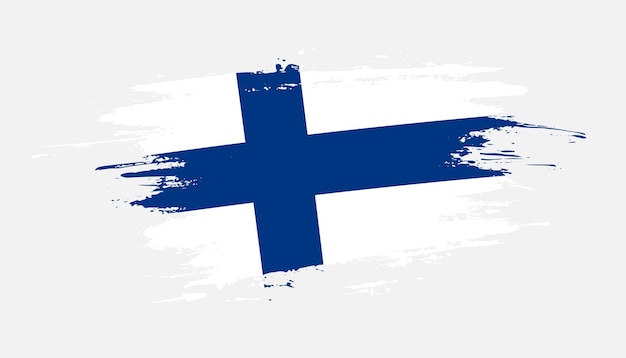 Bandeira de pincelada desenhada à mão criativa da ilustração vetorial do país finlandês