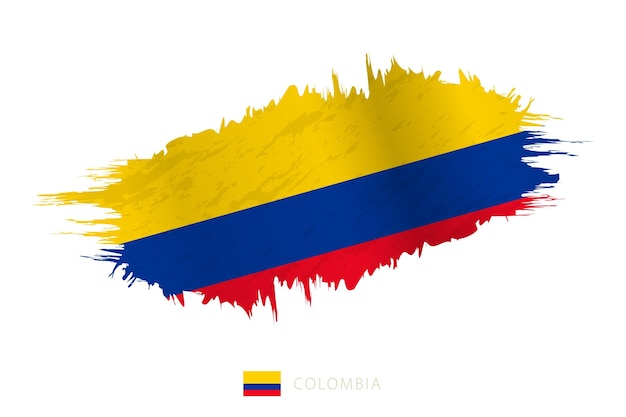 Bandeira de pinceladas pintadas da colômbia com efeito de ondulação