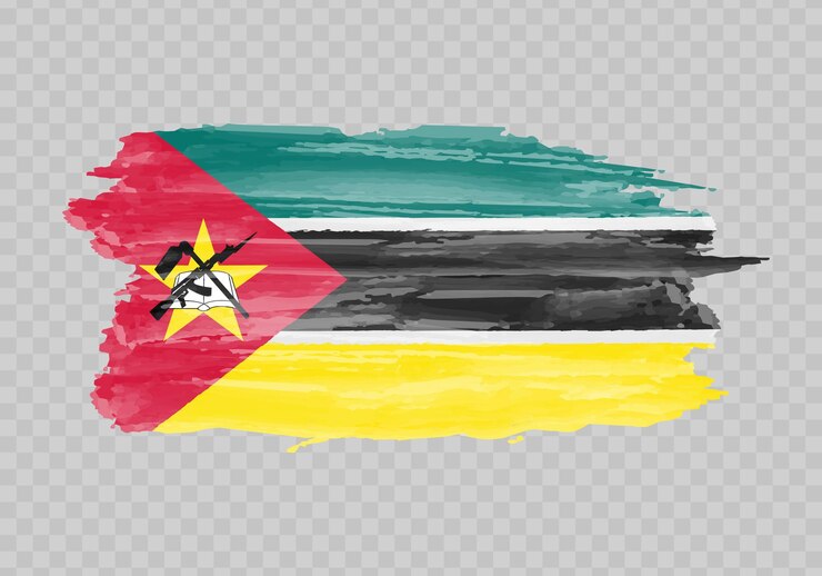 Bandeira de pintura em aquarela de Moçambique