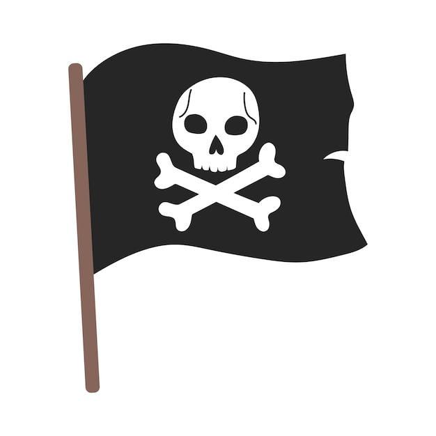 Bandeira de pirata dos desenhos animados com jolly roger