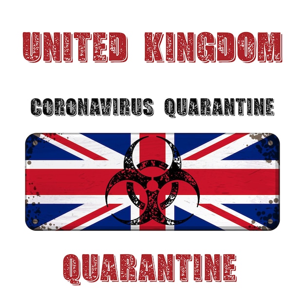 Bandeira de placa de identificação de quarentena do reino unido grunge