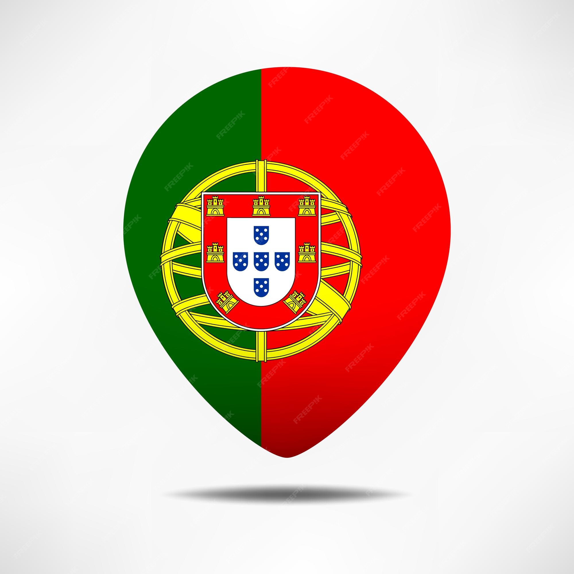 Mapa Mundial De Bandeira De Portugal Em Pin Com Nome Do País