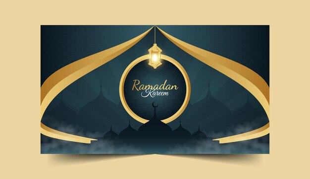 Vetor bandeira de ramadan ou modelo de fundo para celebração islâmica