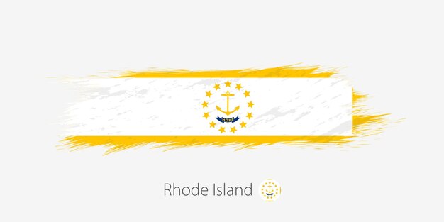 Bandeira de rhode island us state grunge pincelada abstrata em fundo cinza